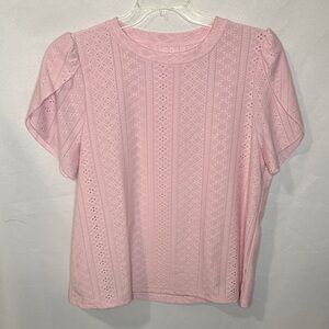 Pink Eyelet Blouse Top